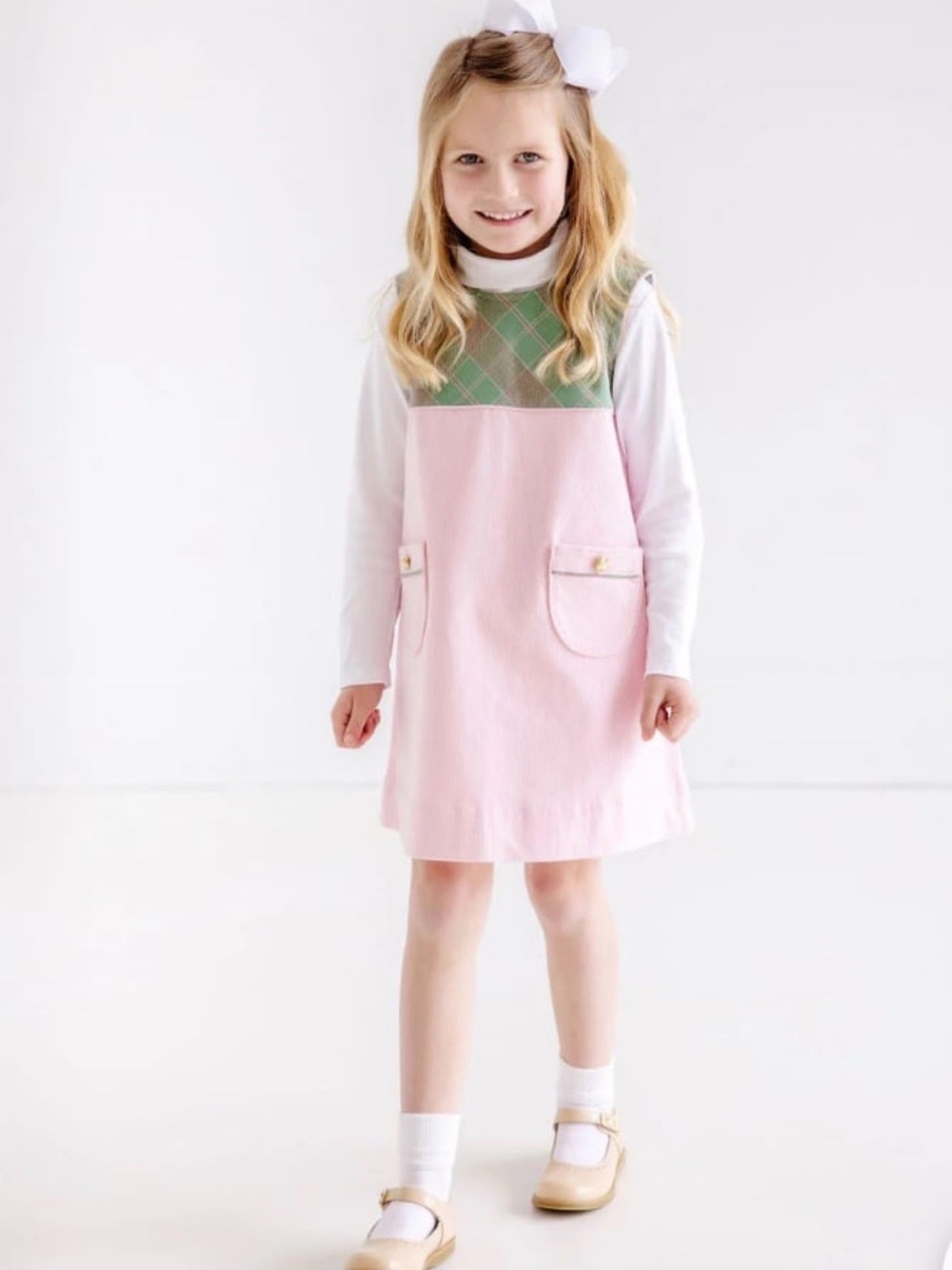 The Beaufort Bonnet Co TBBC Dress Jill Corduroy Mirador Place Plaid Pink